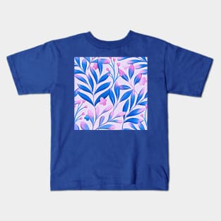 Beautiful purple, blue and pink flower pattern Kids T-Shirt